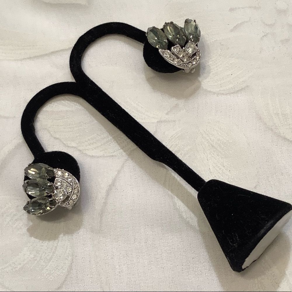 Vintage Weiss Silver And Rhinestone Earrings